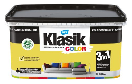 Het Klasic Color beltéri falfesték, Napsárga, 5l