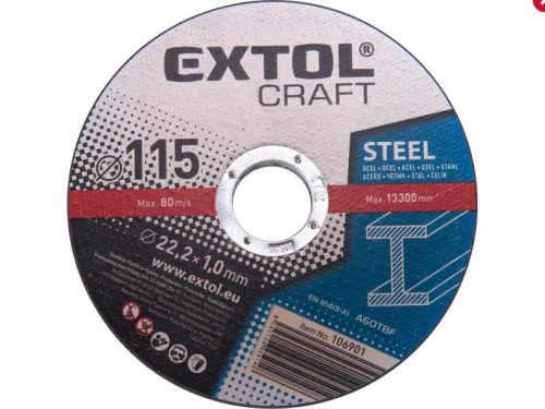 Extol Craft vágókorong acélhoz; 115×1,0×22,2mm, max. 13.300 ford/perc