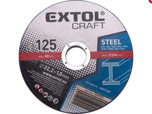 Extol Craft vágókorong acélhoz; 125×1,0×22,2mm, max. 12.200 ford/perc