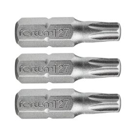   Fortum behajtóhegy TORX, 3 db, S2 acél; T 15×25mm, bliszteren