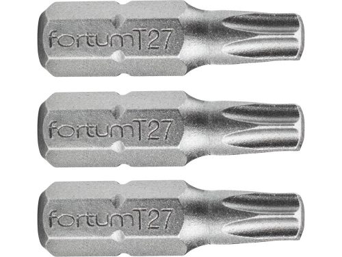 Fortum behajtóhegy TORX, 3 db, S2 acél; T 15×25mm, bliszteren