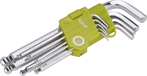 Extol craft imbuszkulcs klt., Cr40. gömbfej ;TÜV/GS, 9db, 1,5-10mm, bliszteren