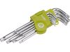 Torx kulcs 9db egyik vége lyukas, Cr40; T10,15,20,25,27,30,40,45,50, bliszteren