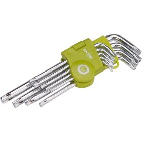   Torx kulcs 9db egyik vége lyukas, Cr40; T10,15,20,25,27,30,40,45,50, bliszteren