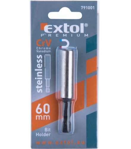 Extol Prémium bittartó szár fúrógéphez, mágneses ; 60mm, rozsdamentes acél / CV., bliszteren