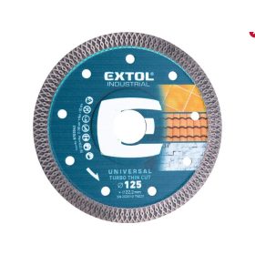   Extol industrial gyémántvágó, ipari korong, TURBO, extra vékony vágás: 1,5mm vastagság; 125×22,2mm, száraz és vizes vágásra