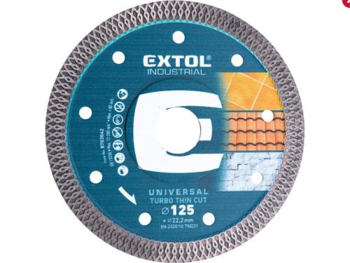 Extol industrial gyémántvágó, ipari korong, TURBO, extra vékony vágás: 1,5mm vastagság; 125×22,2mm, száraz és vizes vágásra