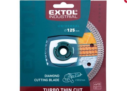 Extol industrial gyémántvágó, ipari korong, TURBO, extra vékony vágás: 1,5mm vastagság; 125×22,2mm, száraz és vizes vágásra