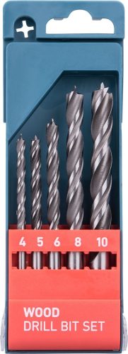 Extol Premium fafúró klt. 5 db, rövid, 4-5-6--8-10mm, Cr.V., normál befogás; műanyag dobozban