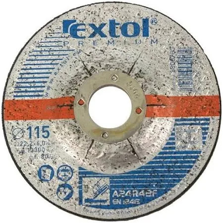 Extol Prémium csiszoló korong acélhoz, kék; 115×6,0×22,2mm, max 13300 ford/perc