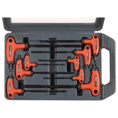 Extol torx kulcs klt., 9db, CV., gumírozott T-nyelű, T10×100, T15×100, T20×100, T25×150, T27×150, T30×150, T40×150, T45×200,