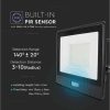 V-TAC 50W mozgásérzékelős LED reflektor ,100°, 6500K, 4000lm, fekete házas (SAMSUNG CHIP) - 20291 