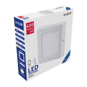   Avide LED Falra Szerelhető Négyzetes Mennyezeti Lámpa ALU 6W CW 6400K