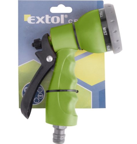 Extol craft pisztoly szórófej, locsoló, ergonomikus ; műanyag 7 féle sugár, kuplung csatlakozóval