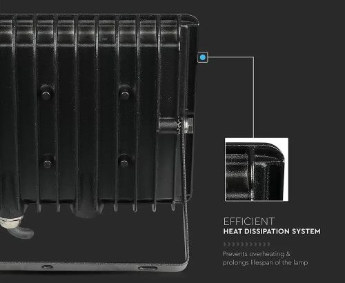 V-Tac 100W fekete LED reflektor, F széria, 4000K,8700lm, IP65, (6722)