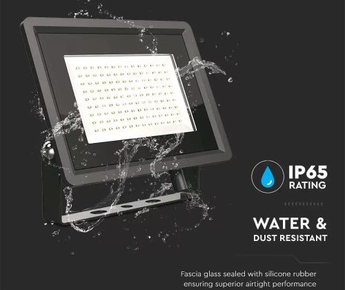 V-Tac 100W fekete LED reflektor, F széria, 4000K,8700lm, IP65, (6722)