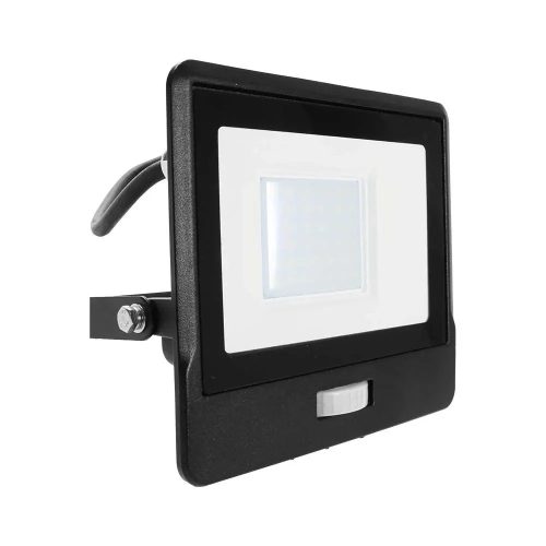 V-TAC beépített mozgásérzékelős LED reflektor 30W természetes fehér, fekete házzal - SKU 20287 4000K