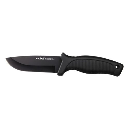 Extol vadász- és túrakés, 2CR13 rozsdamentes acél penge, műanyag nyél, nylon tok, teljes/penge hossz: 230mm/110mm
