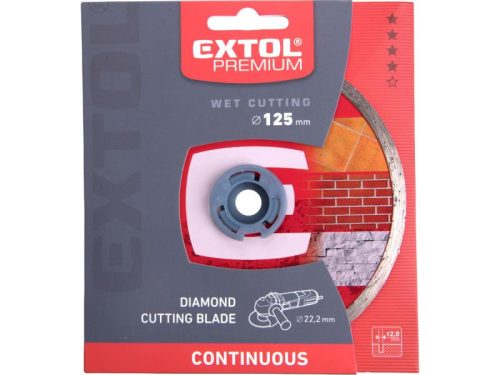 Extol Prémium gyémántvágó csempevágáshoz (sima), vizes vágásra; 125×2×22,2mm, max.12.250 ford/perc