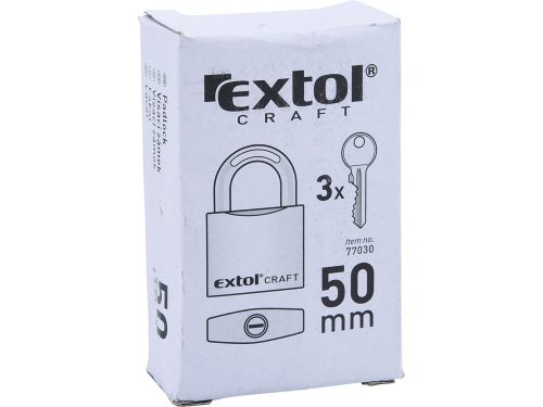 Extol Craft lakat, vas, 3 kulccsal, dobozban ; 50mm