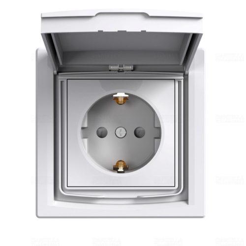  ASFORA 2P+F csatlakozóaljzat, (GYV) biztonsági zsalus, csapfedeles - IP44, kerettel, fehér EPH3100321 Schneider 
