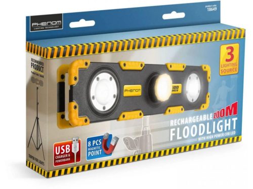 LED reflektor - akkumulátoros, dimmerelhető, fókuszálható - 1500 lumen 