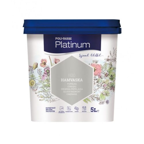 Poli-farbe platinum falfesték, Hamvaska, 5l