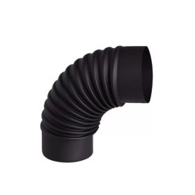 Füstcső könyök fekete 120mm bordás