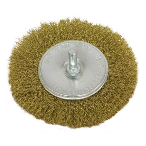 Extol Craft drótcsiszoló körkefe, 100 mm, fúrógépbe fogható: 6mm csap, rezezett acél, max. 4500 ford/perc