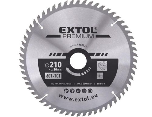 Extol prémium  körfűrészlap, keményfémlapkás, 350×30mm(lyuk átm), T40; 3,5mm lapkaszélesség, max. 4000 ford/perc 