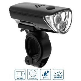   VeloGo elemes első kerékpár lámpa (3 LED, 25 Lumen, Fekete)