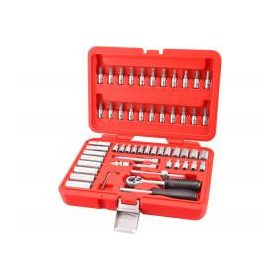   Dugókulcs készlet 1/4" 57db, CV., 45fog; dugófejek: 4-14mm, bitdugófej (-, +, imbusz, torx)