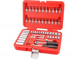 Dugókulcs készlet 1/4" 57db, CV., 45fog; dugófejek: 4-14mm, bitdugófej (-, +, imbusz, torx)