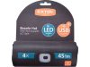 Extol sapka, fekete, kötött, kivehető LED homloklámpával, 4×45 Lumen; USB tölthető Li-ion, 3funkció (100%-75%-50% fénye.)