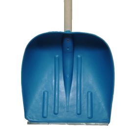   Hólapát műanyag, fa nyéllel, kék, öblös, 38cm széles, 120cm-es nyéllel