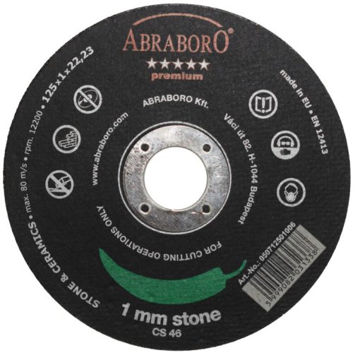 Abraboro Chili premium kővágó korong//125 x 1.0 x 22