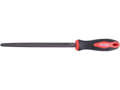 Extol Premium fémreszelő 200mm háromszög, T12 acél, vágat 2, finom, TPR gumis műanyag nyél