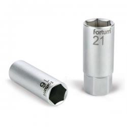 Dugófej gyertyakulcs 1/2"16mm 61CrV5; gumírozott FORTUM