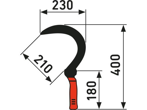 Extol sarló, teljes/penge hossz: 400/230mm, kovácsolt acél penge, PP+TPR nyél, műanyag tartó