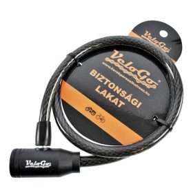 VeloGo kulcsos kerékpár lakat (Fekete, 12x900 mm)