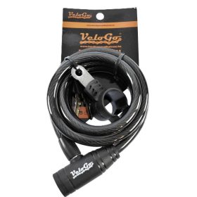   VeloGo kulcsos kerékpár lakat tartóval (Fekete, 12x1500 mm)