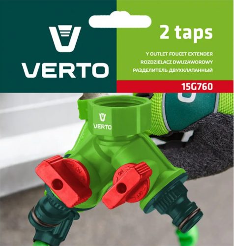 Kétutas elosztó műanyag elzárós 3/4" VERTO