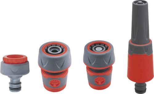 Extol Premium locsoló alapszett 3/4" tömlőhöz, 4 db (1db szórófej, 2 db gyorscsatlakozó, 1 db kuplung csatlakozó 1/2"-3/4")