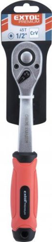 Racsnis hajtókar hajlított szár 1/2", CV., 45 fog, csúszásgátló TPR markolat; 253 mm