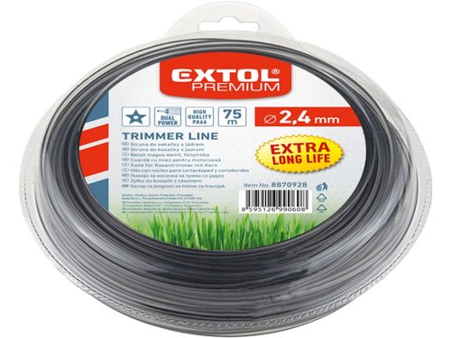 Damil szegélynyíró géphez 3,0mm, csillag keresztmetszetű, fekete közép/dual power, 75m