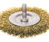 Extol Craft drótcsiszoló körkefe, 63mm, fúrógépbe fogható: 6mm csap, hullámos szálú, rezezett acél, max 4500 frod/perc