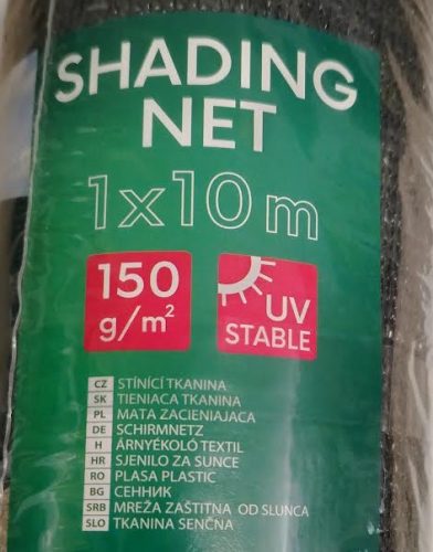 Árnyékoló háló ZÖLD 1m*10m HDPE