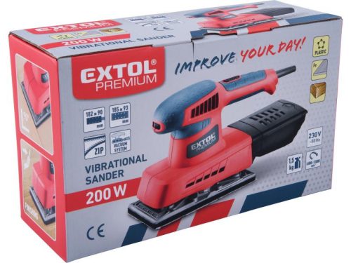 Extol Prémium Vibrációs csiszológép téglalap(185x93), 200w, max. 13.000 ford/perc