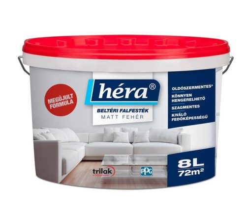 Héra diszperziós beltéri falfesték, piros tetős, 8L