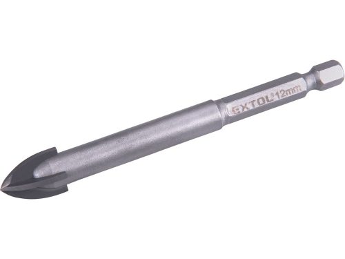 Extol fúró üvegre, kerámiára és csempére, keményfém lapkás; 12×95mm, 1/4" hatszög befogás